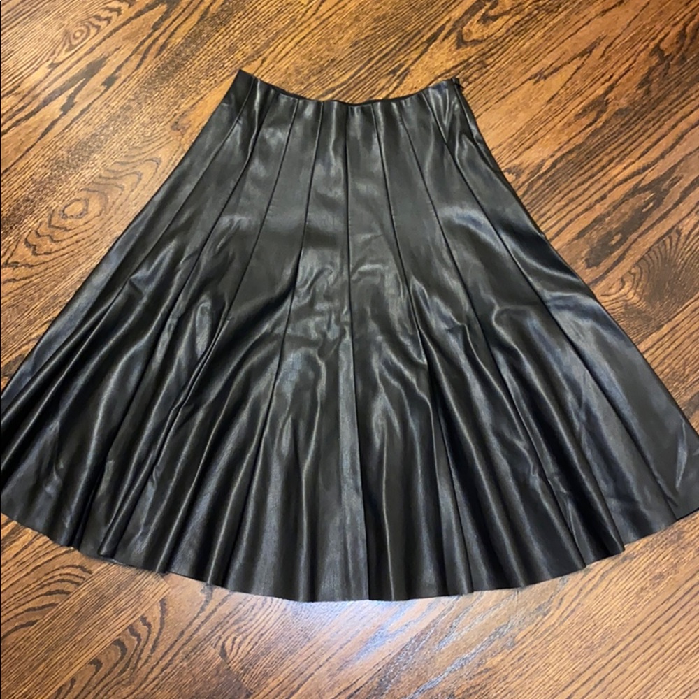 Zara faux leather black midi skirt